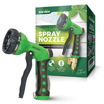 Signature Garden Heavy-Duty Water Hose Spray Nozzle - Comfort-Grip Hose Attachment - 8 Different Spr...