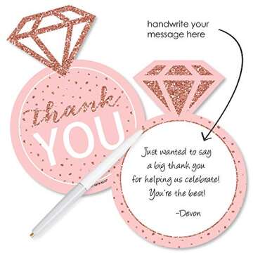 Big Dot of Happiness Bride Squad - Shaped Cards - Rose Gold Bridal Shower or Bachelorette Party Than...