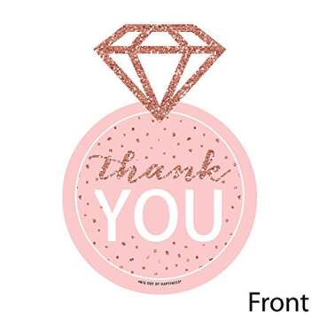 Big Dot of Happiness Bride Squad - Shaped Cards - Rose Gold Bridal Shower or Bachelorette Party Thank You Note with Envelopes - Set of 12