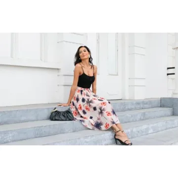 Elegant Kingfancy Women's Pleated Chiffon Midi Skirt