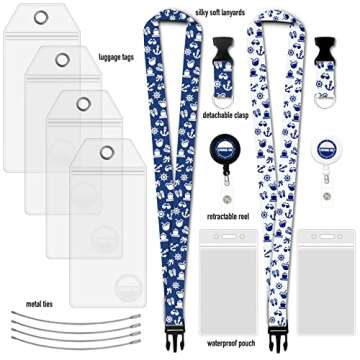 Carnival Cruise Luggage Tag Holder & Lanyard Bundle - 4 Large Tags & 2 Lanyards - Waterproof, Clear ...