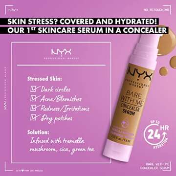 NYX PROFESSIONAL MAKEUP Bare With Me Concealer Serum, Concealer Makeup For Up To 24Hr Hydration - Medium