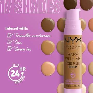 NYX PROFESSIONAL MAKEUP Bare With Me Concealer Serum, Concealer Makeup For Up To 24Hr Hydration - Medium