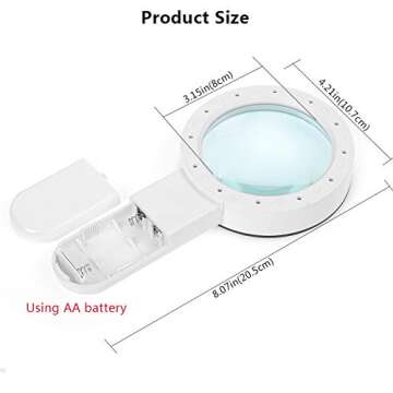 AIXPI Magnifying Glass with Light, 30X Handheld Large Magnifying Glass 12 LED Illuminated Lighted Ma...