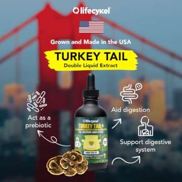 Lifecykel -Turkey Tail Mushroom Liquid Extract Kakadu Plum- 100% Organic Turkey Tail Mushrooms-Immun...