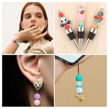 ROBBEAR 70pcs Silicone Beads,15mm Silicone Beads Kit for Keychain, Braceclet, Necklace Making, Loose...