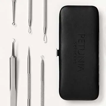 6 Piece Set Pimple Popper Blackhead Remover and Acne Extractor Kit Specifically Treats Face Blemishes Zits and Whiteheads - Perfect Stocking Stuffer, includes Giftbox and Travel Case
