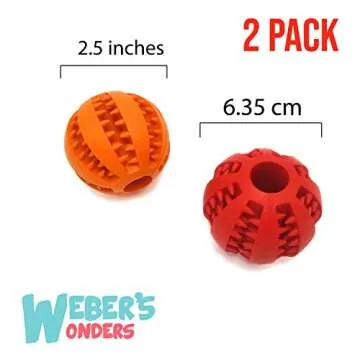 Weber's Wonders Set of 2 Paw Tricky Treat Ball - Dog Toy - Food Dispensing Puppy Toy Non-Toxic Rubber Tooth Cleaning Interactive Toy for Pets - Launcher Compatible - Reusable Washable Resistant
