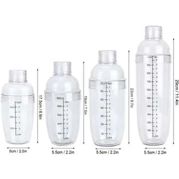 1Pcs Plastic Cocktail Shaker with Scale and Strainer Top, Clear Plastic Cocktail Shaker Bottle Wine Mixer Bottle Cocktail Tea Measuring Jigger for Bar Party Home Use(700ML)