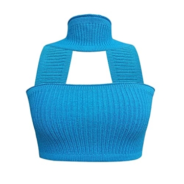 Trendy Knitted Bandage Halter Top for Summer Style