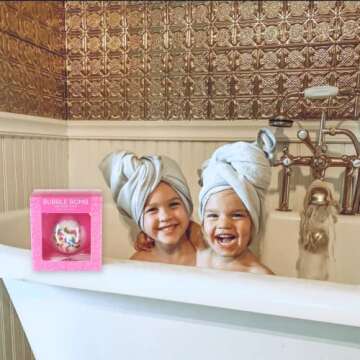Birthday Cake Bath Bombs for Women, Girls & Kids for Relaxing - Pink Bubble Bomb with Incredible Scent, USA Made, Kids Safe, Won't Stain Tub - Gift Set & Personal Must Have by Two Sisters