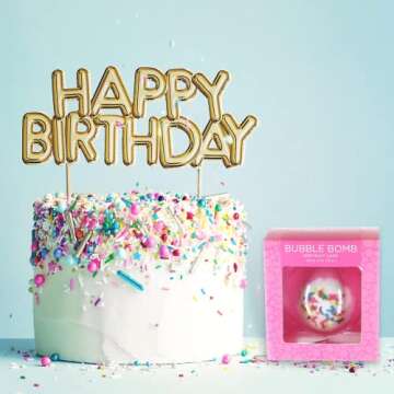 Birthday Cake Bath Bombs for Women, Girls & Kids for Relaxing - Pink Bubble Bomb with Incredible Scent, USA Made, Kids Safe, Won't Stain Tub - Gift Set & Personal Must Have by Two Sisters
