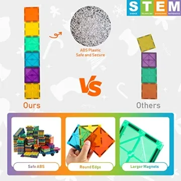 Bmag 130PCS Magnetic Building Tiles for Creative Kids