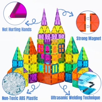 Bmag 130PCS Magnetic Building Tiles for Creative Kids