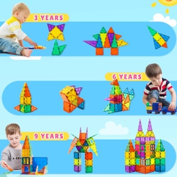 Bmag 130PCS Magnetic Building Tiles for Creative Kids