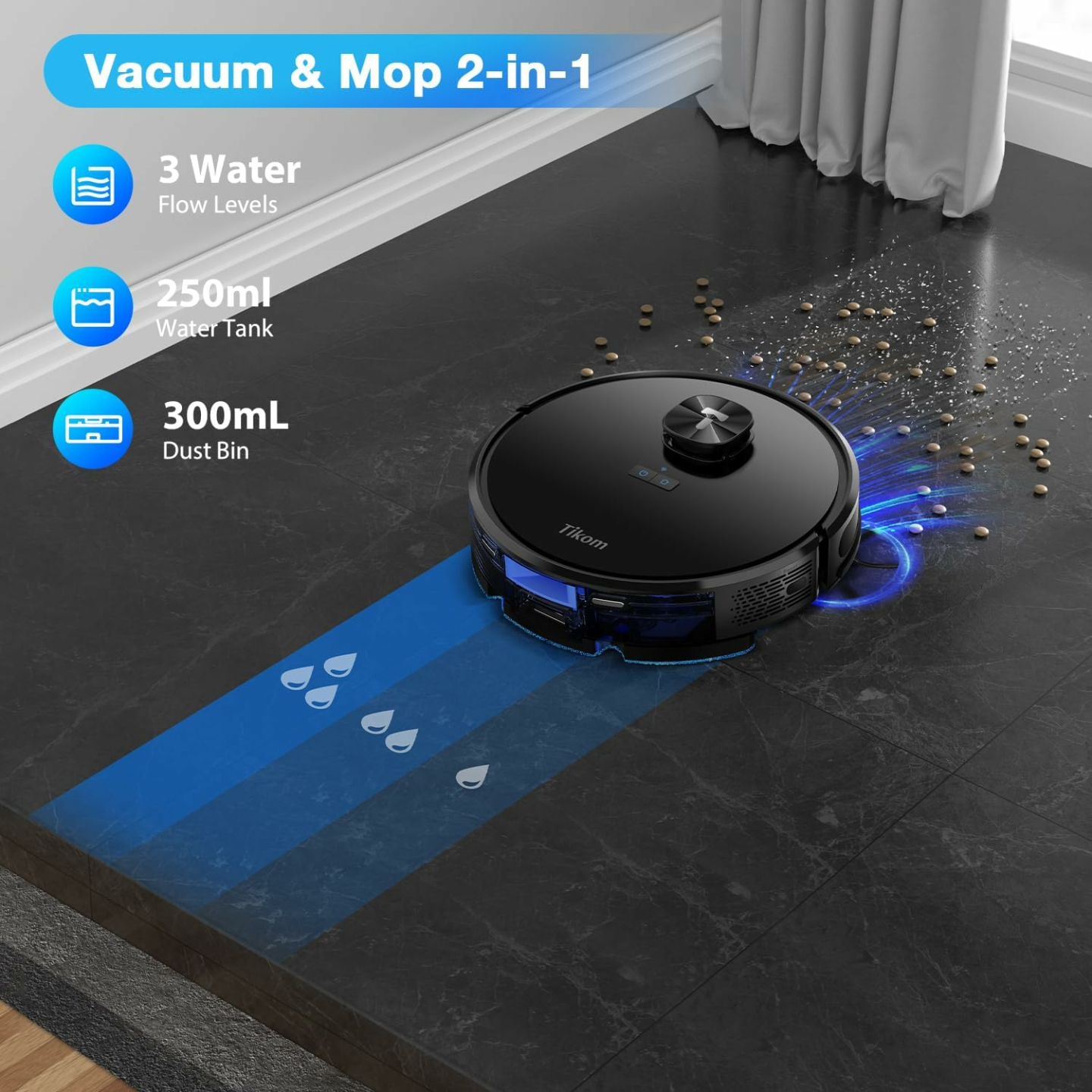 Tikom Robot Vacuum & Mop Combo with LiDAR & 4000Pa