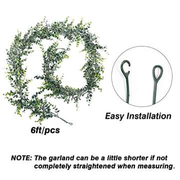 COCOBOO 6 Pack 36ft Eucalyptus Garland Artificial Greenery Boxwood Garland, Faux Vines Fake Hanging ...