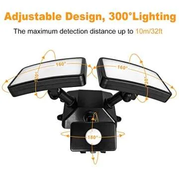 DLLT 20W Motion Sensor LED Flood Light, Outdoor Sensitive Exterior Spot Lights for Home Security, Plug Detector Wall Fixture Lamp for Garage, Porch, Yard, Garden, Pathway, IP65 Waterproof Black