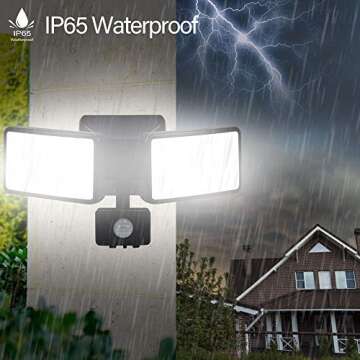 DLLT 20W Motion Sensor LED Flood Light, Outdoor Sensitive Exterior Spot Lights for Home Security, Plug Detector Wall Fixture Lamp for Garage, Porch, Yard, Garden, Pathway, IP65 Waterproof Black