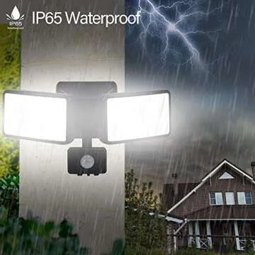 DLLT 20W Motion Sensor LED Flood Light, Outdoor Sensitive Exterior Spot Lights for Home Security, Plug Detector Wall Fixture Lamp for Garage, Porch, Yard, Garden, Pathway, IP65 Waterproof Black