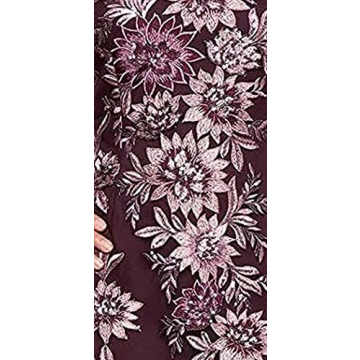 Alex Evenings Women's Short Floral Embroidered Cocktail Sheath Dress, Wedding Guest, Formal Gown (Petite and Regular Sizes), Plum, 12