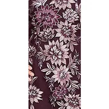 Alex Evenings Women's Short Floral Embroidered Cocktail Sheath Dress, Wedding Guest, Formal Gown (Petite and Regular Sizes), Plum, 12