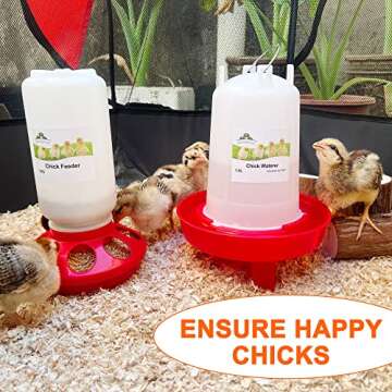 ZenxyHoC Chick Feeder and Waterer Kit, 2.2LBS Chick Feeder and 0.4Gal Chick Waterer with 3 Adjustabl...