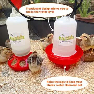 ZenxyHoC Chick Feeder and Waterer Kit, 2.2LBS Chick Feeder and 0.4Gal Chick Waterer with 3 Adjustable Heights Combo for Baby Chicken Duck Brooder