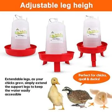ZenxyHoC Chick Feeder and Waterer Kit, 2.2LBS Chick Feeder and 0.4Gal Chick Waterer with 3 Adjustable Heights Combo for Baby Chicken Duck Brooder