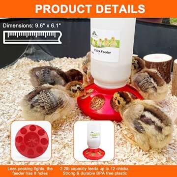 ZenxyHoC Chick Feeder and Waterer Kit, 2.2LBS Chick Feeder and 0.4Gal Chick Waterer with 3 Adjustable Heights Combo for Baby Chicken Duck Brooder