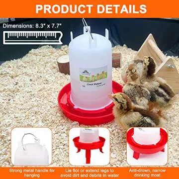 ZenxyHoC Chick Feeder and Waterer Kit, 2.2LBS Chick Feeder and 0.4Gal Chick Waterer with 3 Adjustable Heights Combo for Baby Chicken Duck Brooder