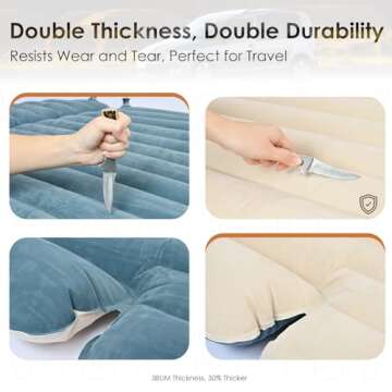 WEY&FLY Car Air Mattress for SUV, Quick Inflation Travel Bed with Air Pump, Portable Sleeping Pad fo...