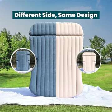 WEY&FLY Car Air Mattress for SUV, Quick Inflation Travel Bed with Air Pump, Portable Sleeping Pad for Camping, Fits Most SUVs and Sedans, Comfortable and Durable