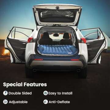 WEY&FLY Car Air Mattress for SUV, Quick Inflation Travel Bed with Air Pump, Portable Sleeping Pad for Camping, Fits Most SUVs and Sedans, Comfortable and Durable