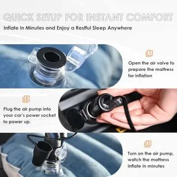 WEY&FLY Car Air Mattress for SUV, Quick Inflation Travel Bed with Air Pump, Portable Sleeping Pad for Camping, Fits Most SUVs and Sedans, Comfortable and Durable