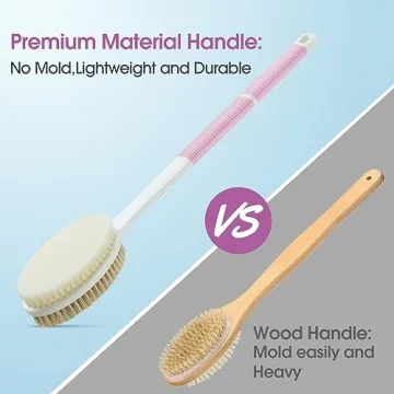 Backski Body Scrubber Dual Sided Shower Brush Long Handle