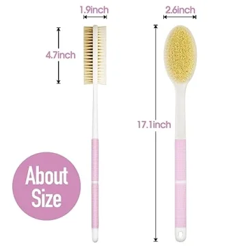 Backski Body Scrubber Dual Sided Shower Brush Long Handle