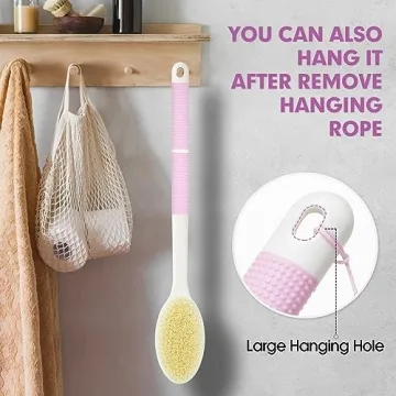 Backski Body Scrubber Dual Sided Shower Brush Long Handle