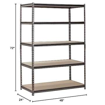 EDSAL Heavy Duty Garage Shelf - 5 Level Adjustable Steel Storage Unit 72" H x 48" W x 24" Deep (Pack...