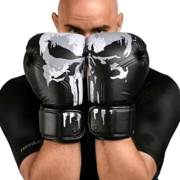 Hayabusa Marvel Hero Elite Boxing Gloves for Men and Women - The Punisher, 16 oz