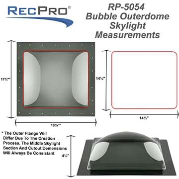 RecPro 14" RV Skylight - Durable & Light-Enhancing Dome