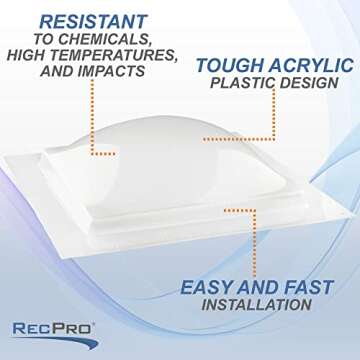 RecPro 14" RV Skylight - Durable & Light-Enhancing Dome