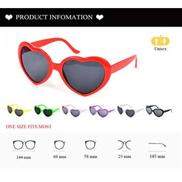YQVIE 10/20 Pack Neon Color Heart Shaped Sunglasses for Women Heart Sunglasses in Bulk for Bachelorette Party Favors (Red)