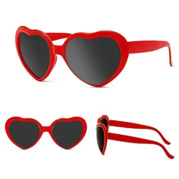 YQVIE 10/20 Pack Neon Color Heart Shaped Sunglasses for Women Heart Sunglasses in Bulk for Bachelorette Party Favors (Red)