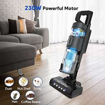Bagotte Cordless Vacuum Cleaner, 25KPa 230W Powerful Suction Handheld Vacuum, 2500mAh Lightweight Vacuum Cleaner with Crevice Tool, Convenient Stick Handheld Vac for Carpet, Hard Floor & Pet Hair