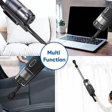 Bagotte Cordless Vacuum Cleaner, 25KPa 230W Powerful Suction Handheld Vacuum, 2500mAh Lightweight Vacuum Cleaner with Crevice Tool, Convenient Stick Handheld Vac for Carpet, Hard Floor & Pet Hair