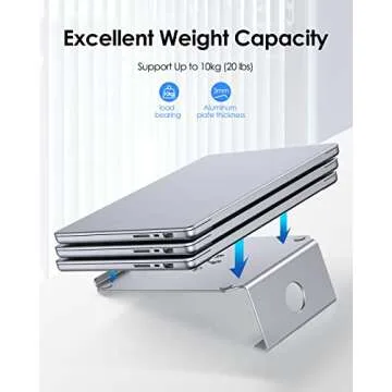 LENTION Aluminum Laptop Stand Holder Compatible with MacBook Air/Pro 13 15, iPad Pro 12.9, Surface, Chromebook and 11 to 15-inch Laptops/Notebooks (Silver)