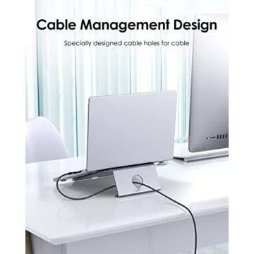 LENTION Aluminum Laptop Stand Holder Compatible with MacBook Air/Pro 13 15, iPad Pro 12.9, Surface, Chromebook and 11 to 15-inch Laptops/Notebooks (Silver)