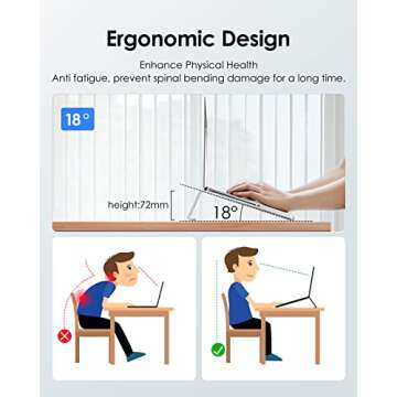 LENTION Aluminum Laptop Stand Holder Compatible with MacBook Air/Pro 13 15, iPad Pro 12.9, Surface, Chromebook and 11 to 15-inch Laptops/Notebooks (Silver)