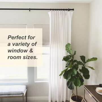 SOMINS 1 Inch Curtain Rods for Windows 66 to 120, Outdoor Heavy Duty Adjustable Curtain Rod, Indoor ...
